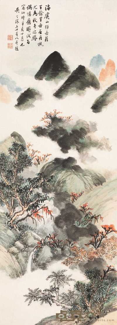 吴子深 辛亥（1971年）作 海虞丹枫 立轴 92.3×33.4cm